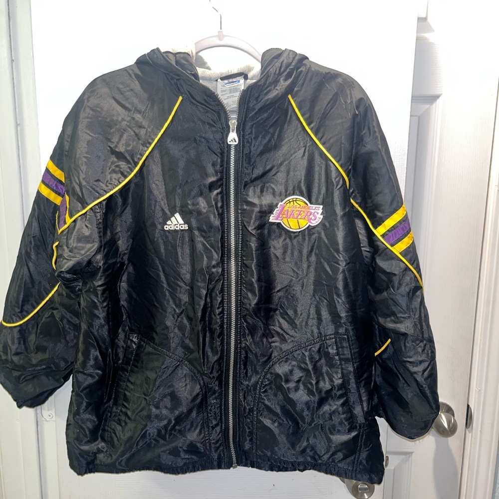 Vintage Adidas Lakers NBA Hooded Windbreaker Jacket Made in Korea